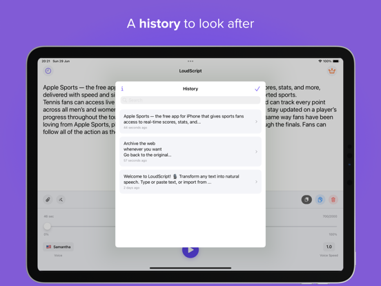 LoudScript: Text to Speech iPad screenshot