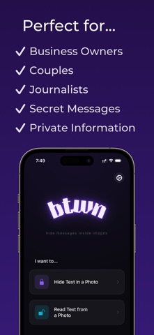 BTWN – Hide Messages in Photos screenshot