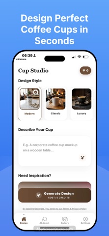 AI Coffee Cup Design Maker iPhone screenshot
