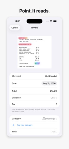 Quitt – Receipt & Expenses Screenshot 2 of 7