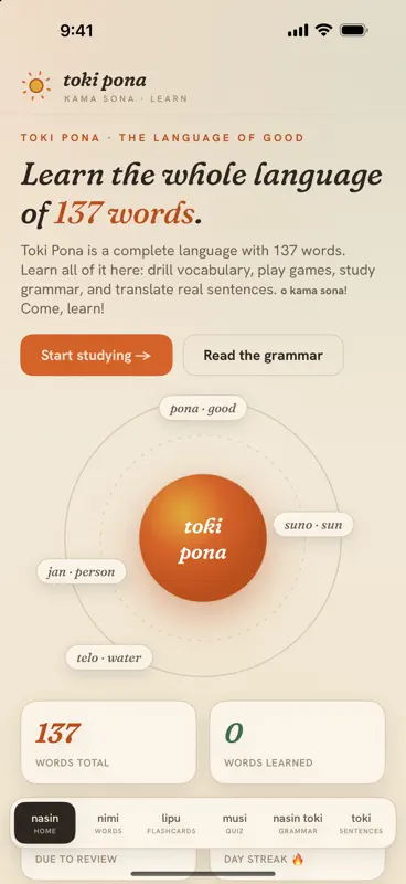 kama sona — learn toki pona screenshot 1 of 6