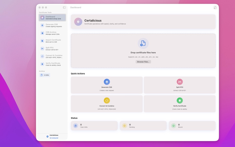 Certalicious (macOS) Ved: Lars Erik Star