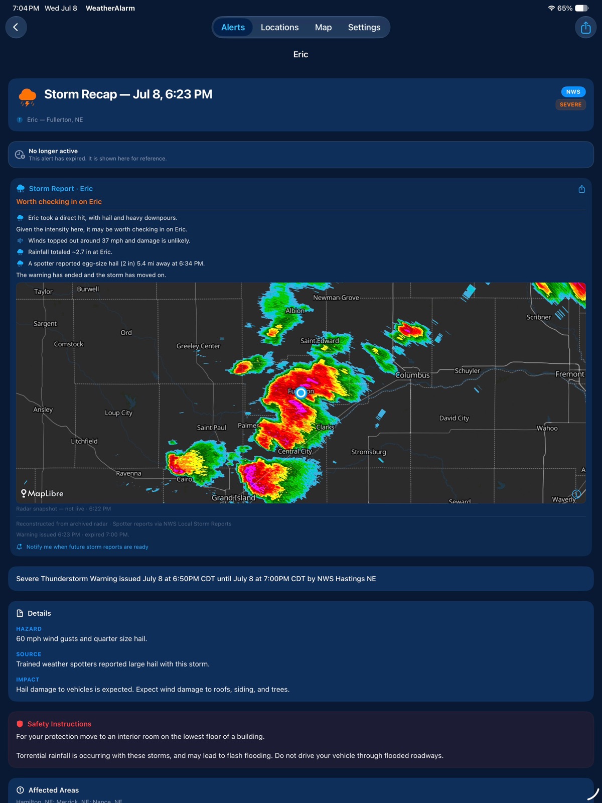 WeatherAlarmApp ipad screenshot 2