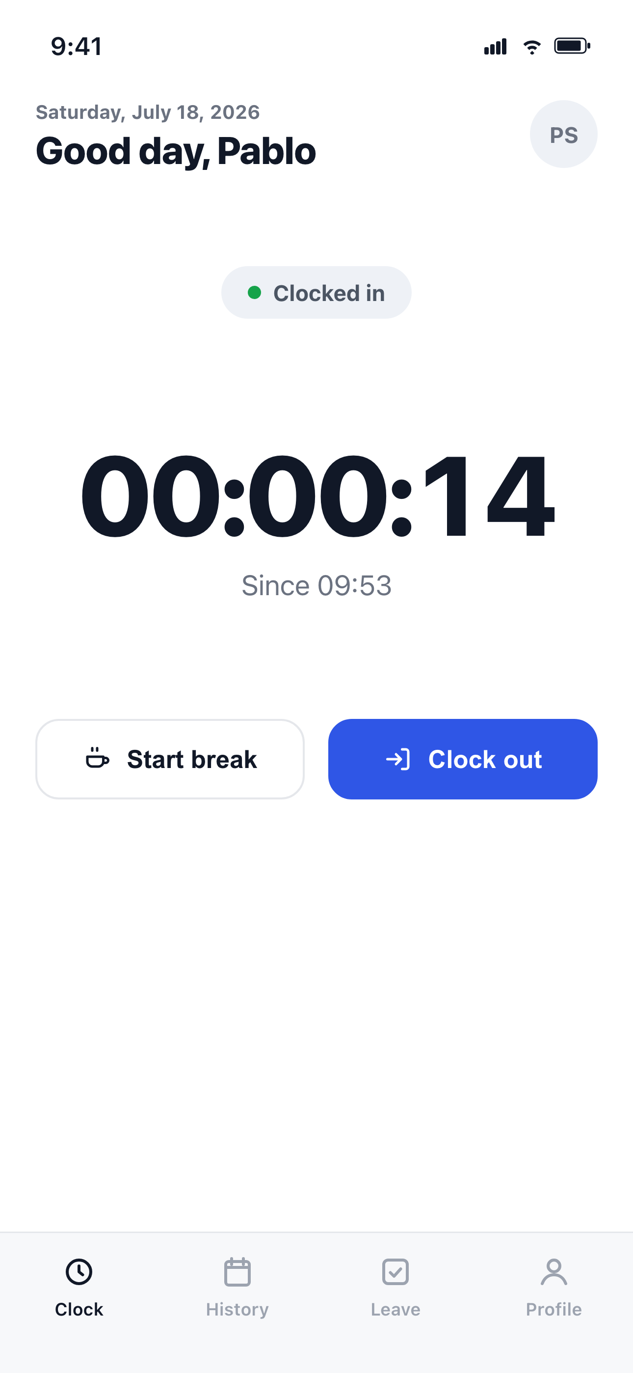 Arignote Timeclock screenshot 2