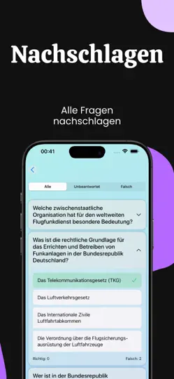Screenshot von BZF Flugfunk Prüfungsfragen auf dem iPhone 6