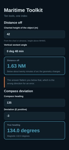 Maritime Toolkit iPhone screenshot