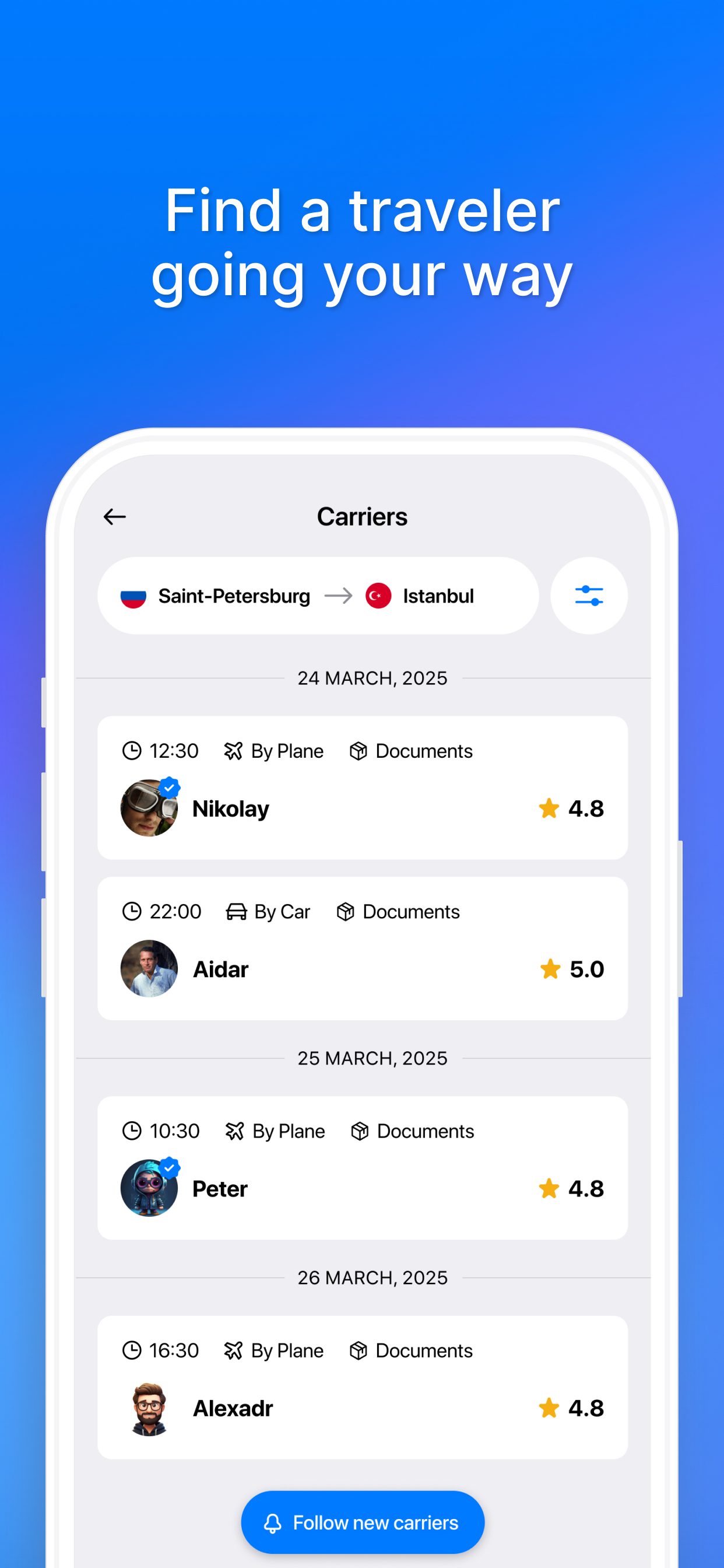 Hand2Go: Send with Travelers