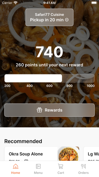 Safari77 Cuisine To Go app screenshot