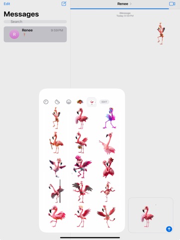 Dancing Flamingo Stickers iPad screenshot