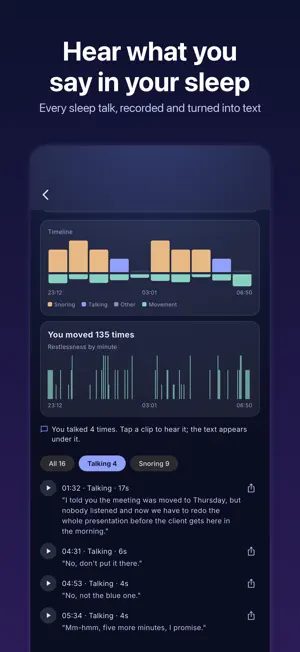 Sleep Recorder: Talk & Snore screenshot 1