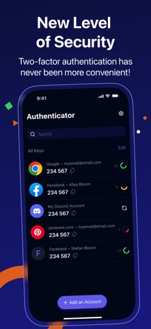 Mobile 2FA Authenticator App Screenshot 1 of 4