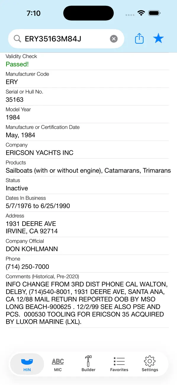 Screenshot #2 pour HIN Search - Boat HIN Decoder