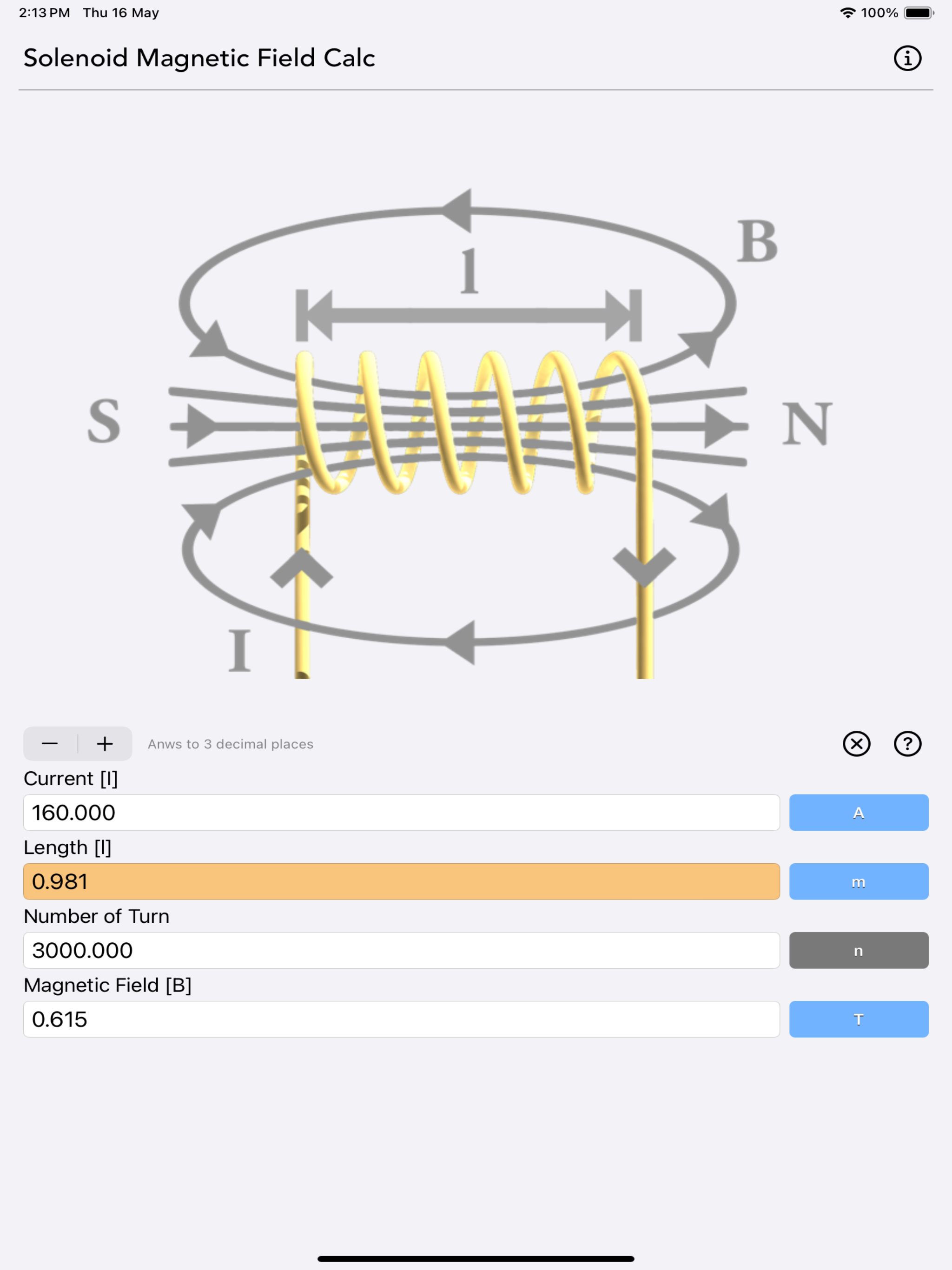 Solenoid Magnetic Field Calc