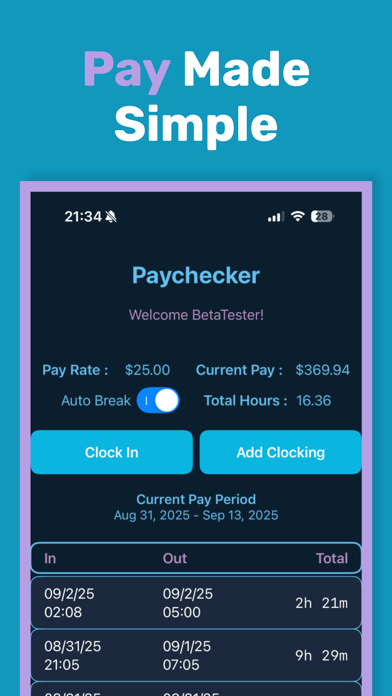 PayChecker+ iPhone screenshot 4 - Productivity app