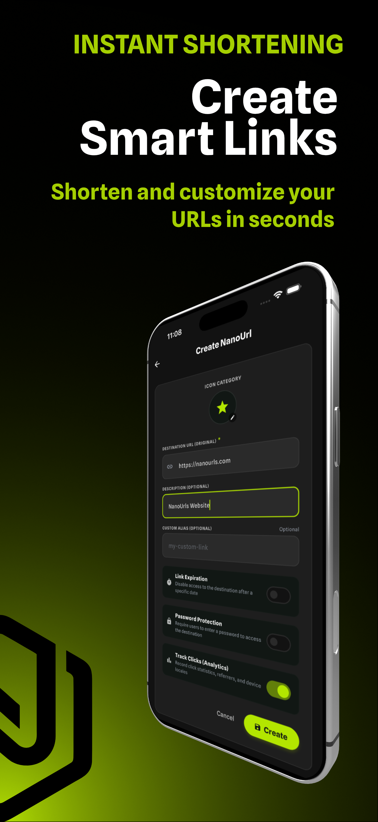NanoUrls screenshot 2