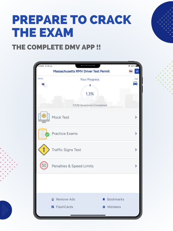 Mass RMV Driver Permit Test iPad screenshot 3 - Education app