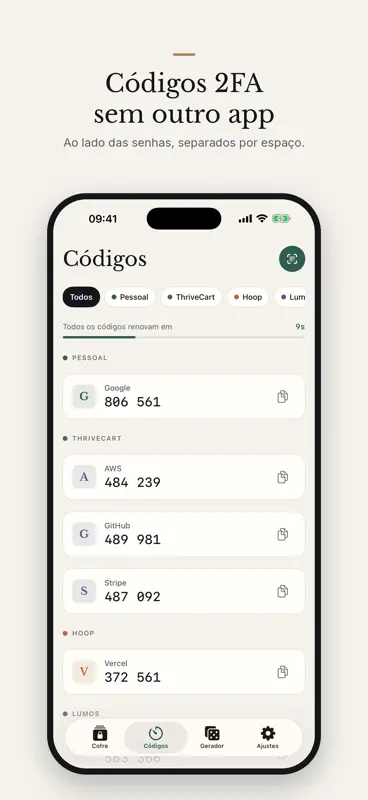 Kept — Senhas e Códigos screenshot 3 of 5