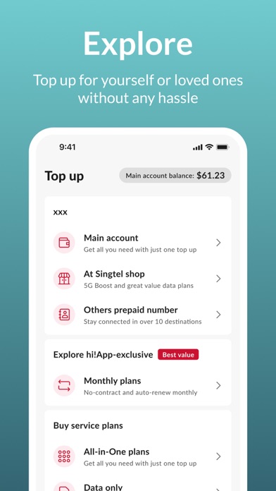 Screenshot #2 pour Singtel Prepaid hi!App