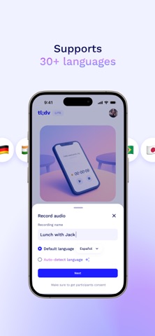 tl;dv Mobile: AI Notetaker iPhone screenshot