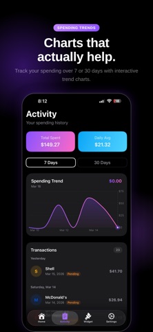 SpendWidget: Expense Tracker iPhone screenshot