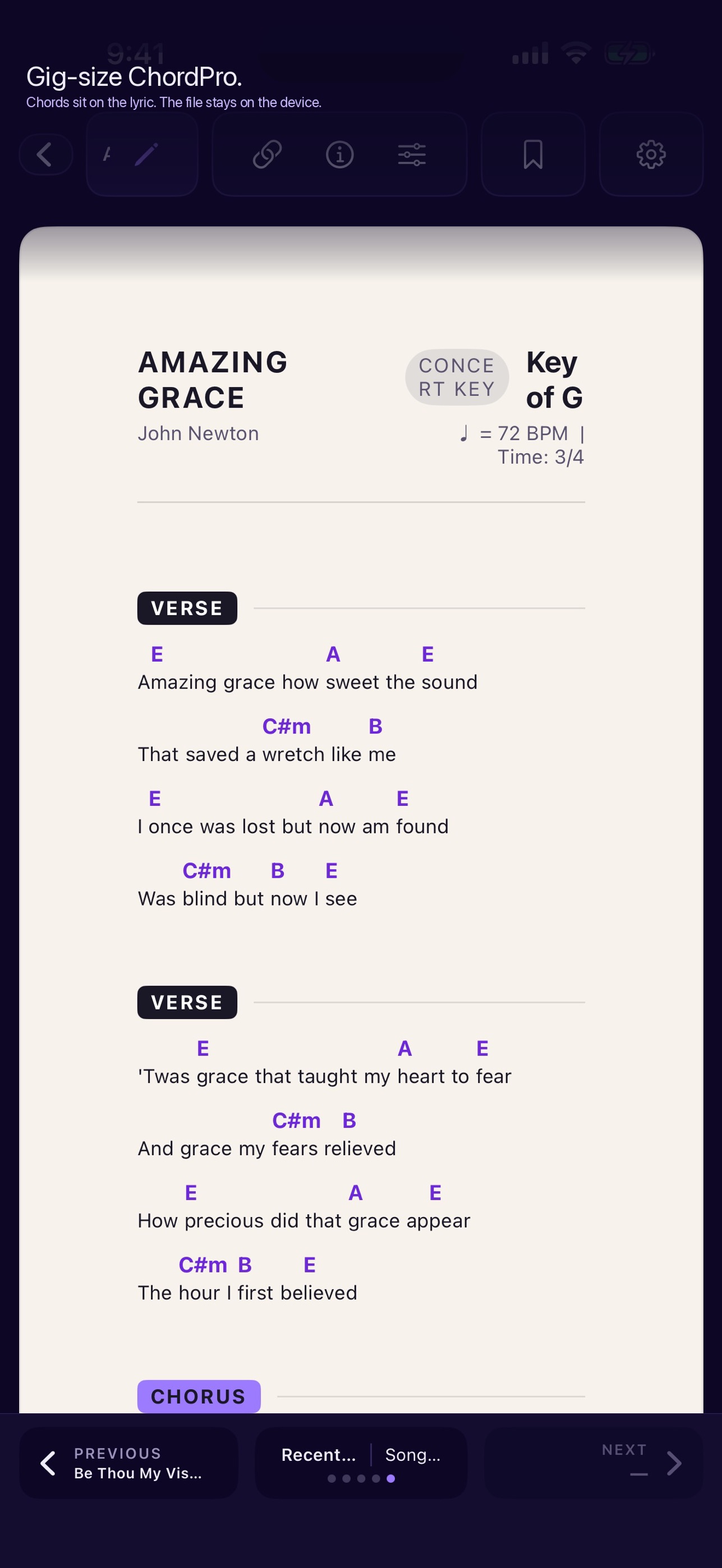 Screenshot 1 of Stagehand — Chord Charts