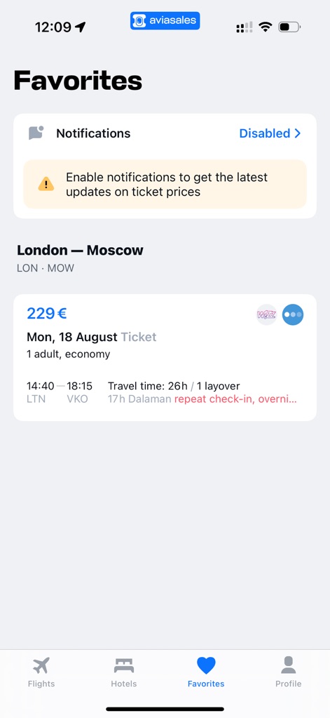 Aviasales — Book cheap flights - Manage Saved Flights