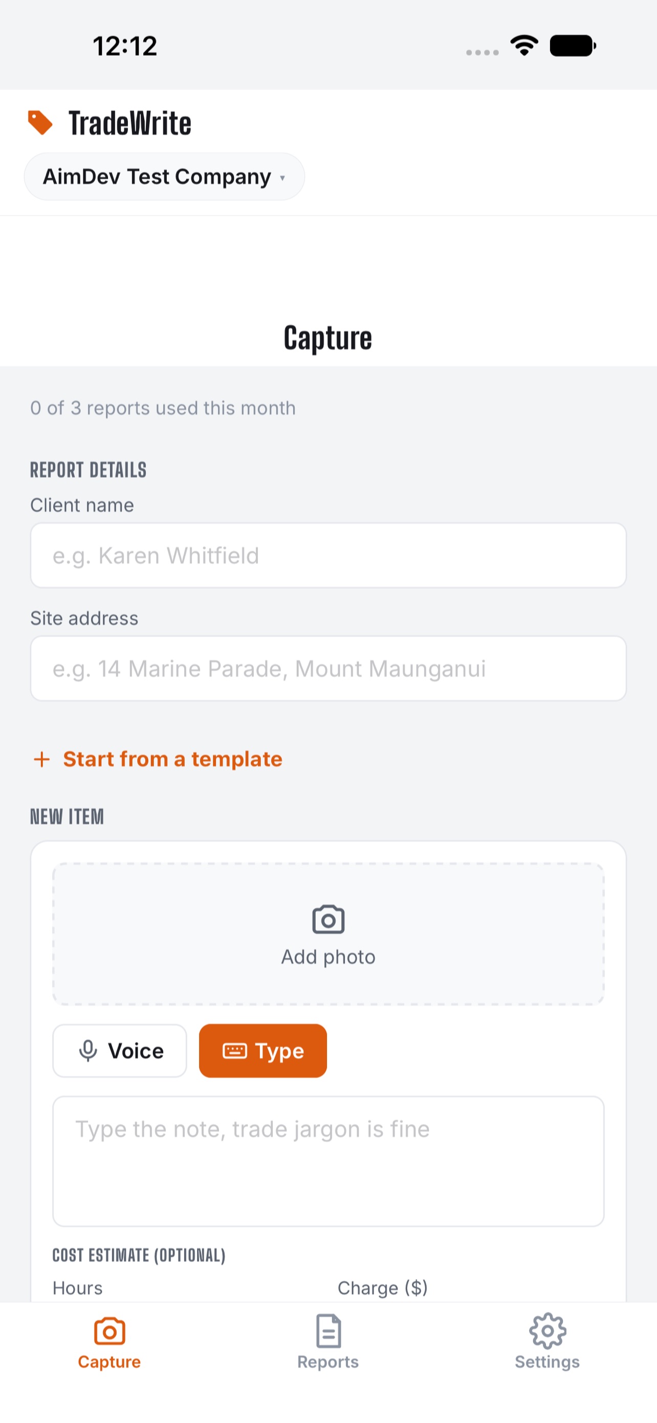 Screenshot 1 of TradeWrite AI: Site Reports