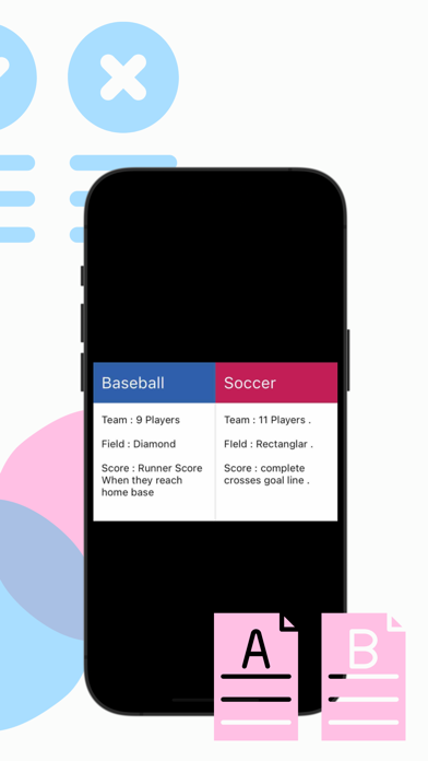 Simple Comparison Chart App Screenshot