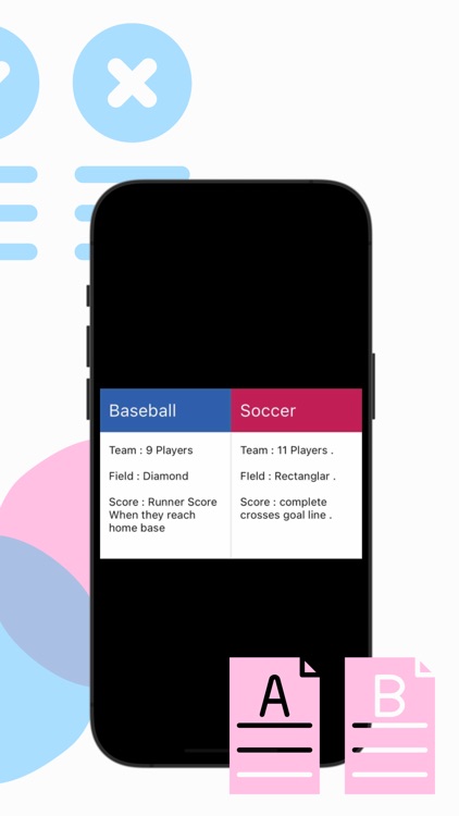 Simple Comparison Chart App