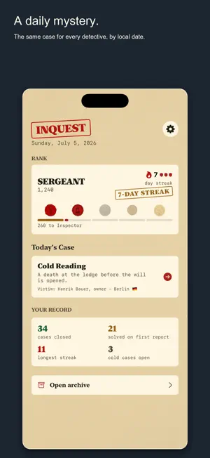 Inquest — Daily Detective Game screenshot 1