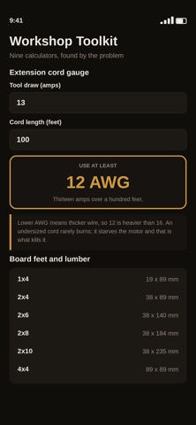 Workshop Toolkit iPhone screenshot