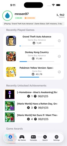 RetroAchievementsUI screenshot