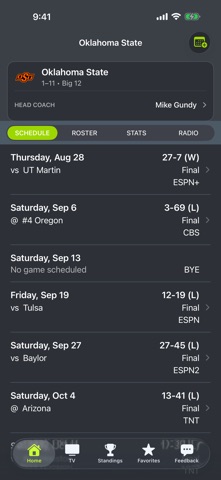 Oklahoma State Football app screenshot