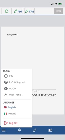 TPsign digital signature screenshot