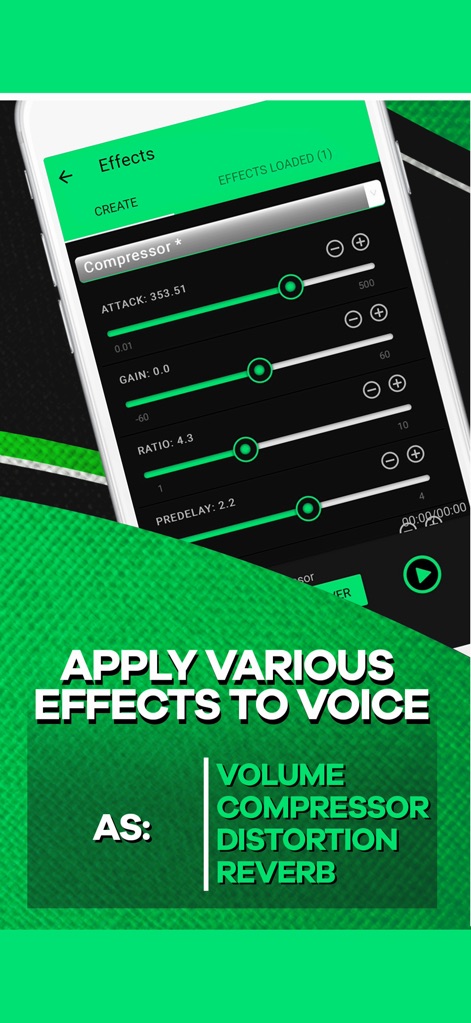 Narrator's Voice - 사용자는 '효과' 메뉴에서 '컴프레서'와 같은 다양한 오디오 효과를 조절할 수 있으며, 정밀한 '슬라이더 컨트롤'을 통해 목소리를 미세 조정할 수 있습니다.