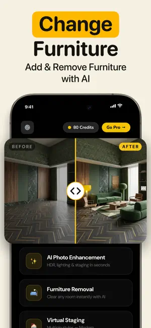 Listing Showcase: AI Staging iPhone screenshot 1