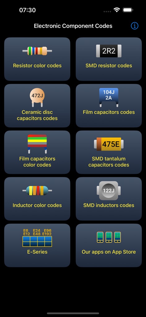 Electronic Component Codes - 유틸리티 앱 | MWM