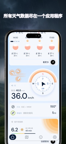 实时天气：紫外线和风力警报 screenshot
