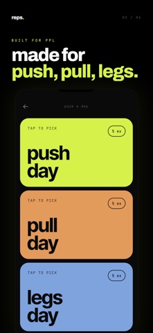 reps - Push Pull Legs Log Screenshot 2 of 6