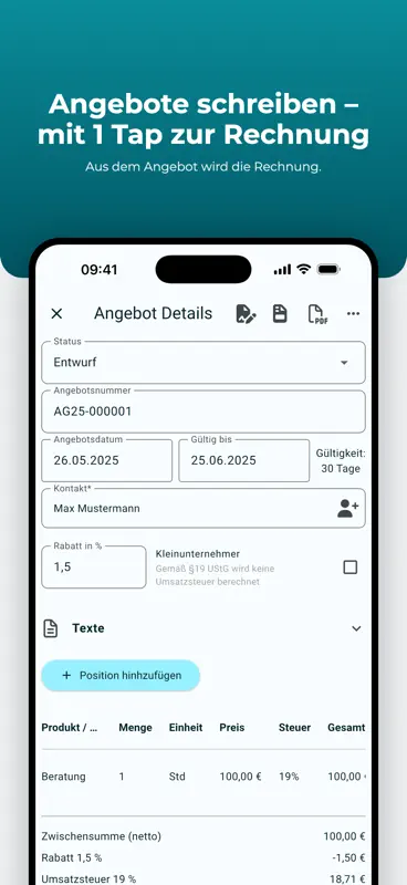 Rechnung schreiben & Angebote screenshot 2 of 9