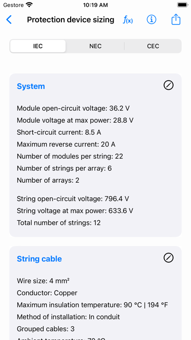 Photovoltaic Calculations Screenshot