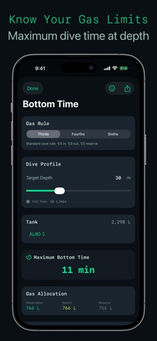 Dalton: Dive Gas Calculator iPhone screenshot