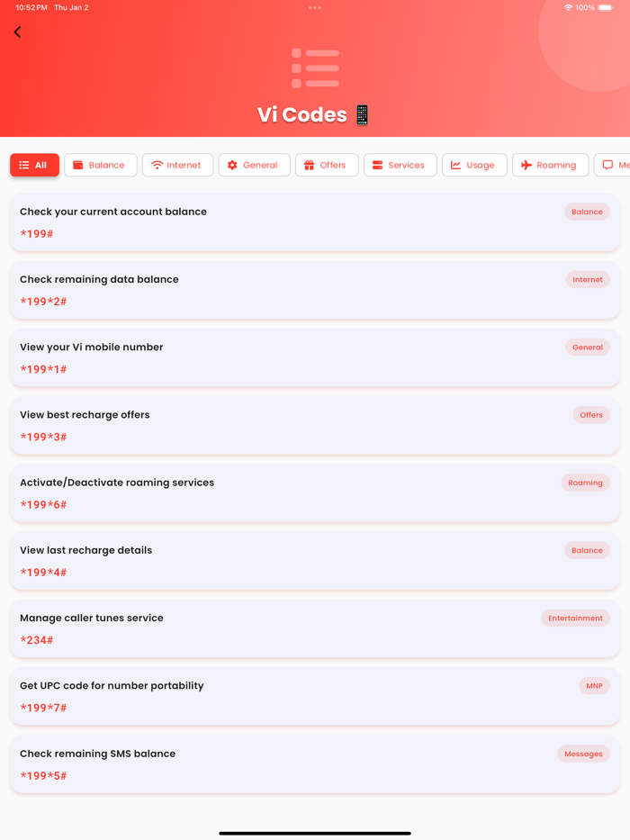 All India Sim USSD Code