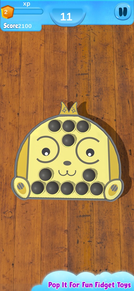 Fidget Toys 3D - Pop It Game - Discover charming creature-themed pop-its for stress relief, complete with an accessible score display and experience progress bar.