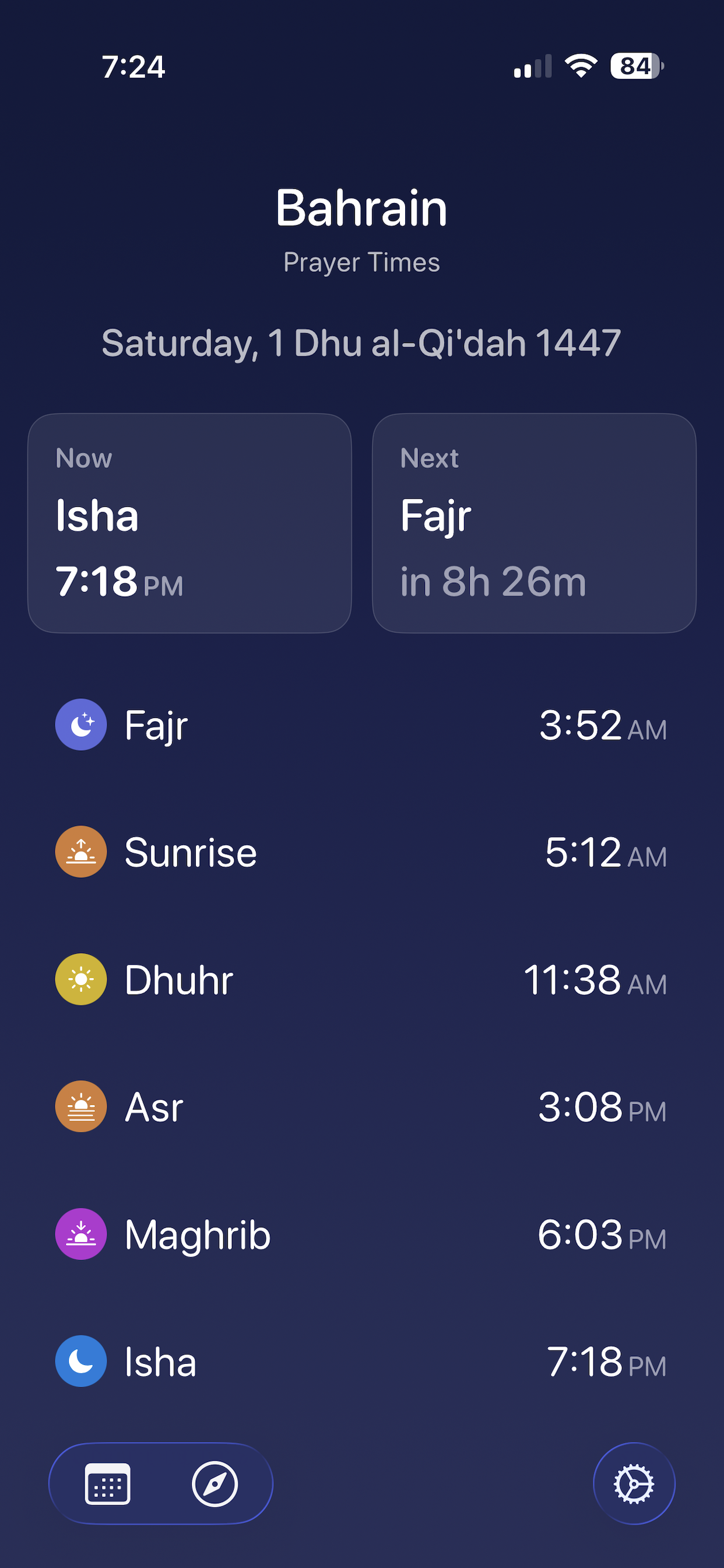 Miqat: Prayer Times