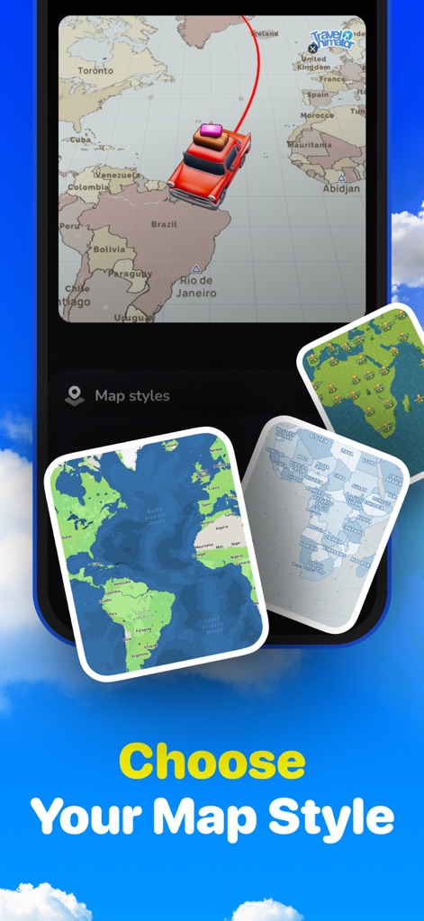 TravelAnimator: Journey Route - Cet outil propose une gamme de styles de cartes pour s'adapter à chaque récit, permettant aux utilisateurs d'affiner l'esthétique visuelle de leurs animations de voyage.
