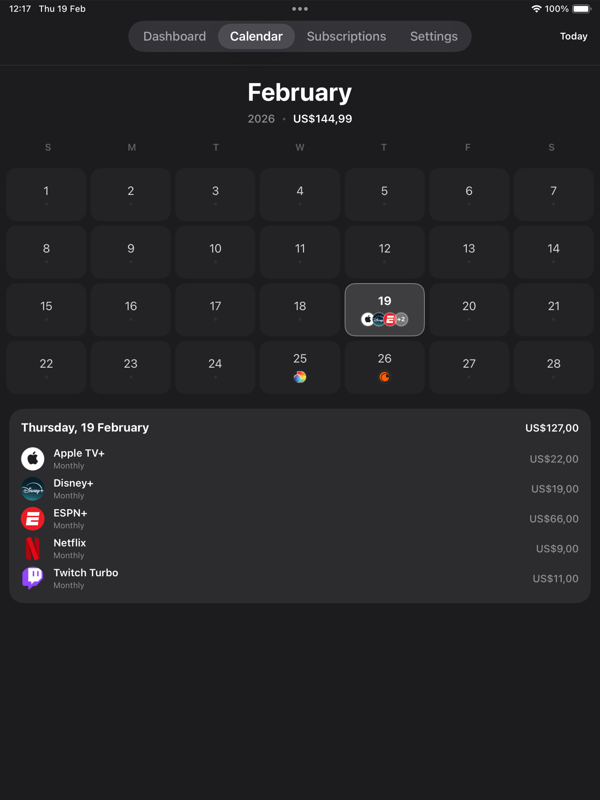 Subscription Tracker: subflow