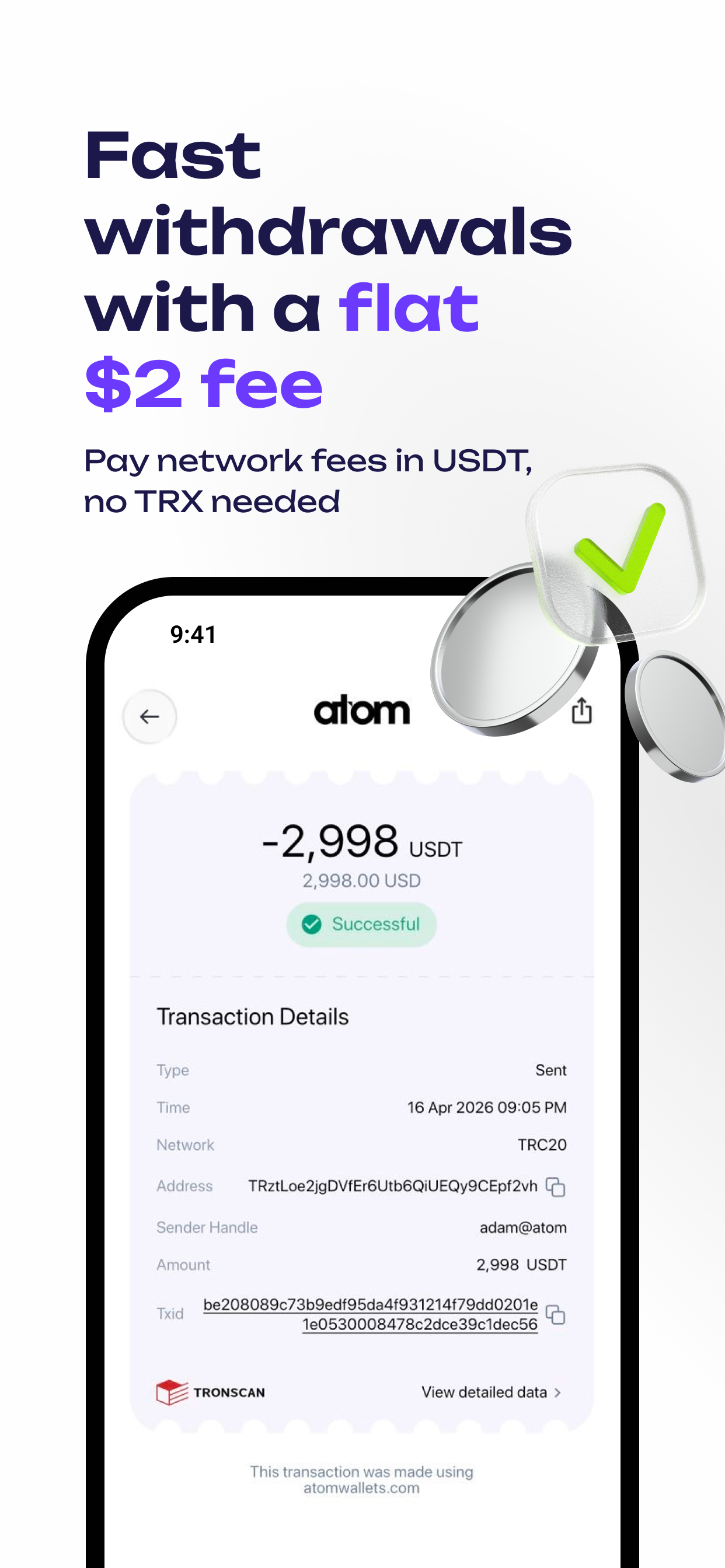 Atom: Crypto & USDT Wallet screenshot 5