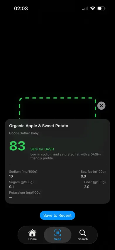 DASH Diet Scan screenshot 2