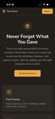 The Giver Gift Tracker iPhone screenshot